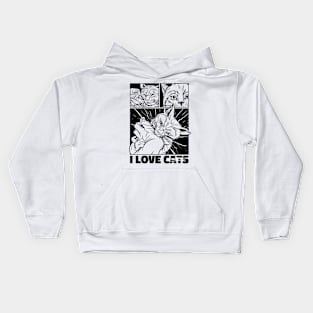 Cat bite comic Kids Hoodie